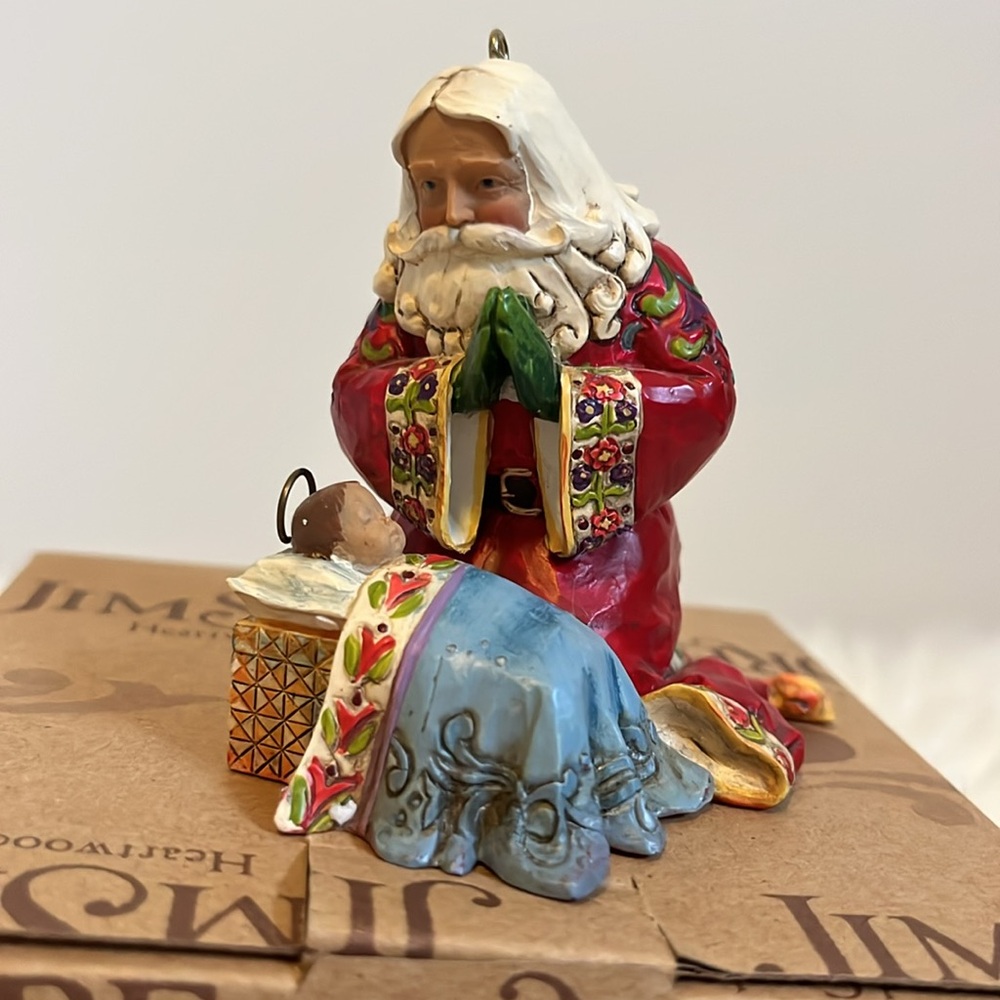 Jim Shore Santa Ornament - Red, Blue, and Gold
